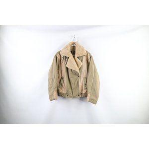 Vintage 80s Womens M Distressed Amelia Earhart Shearling Leather Flight Jacket